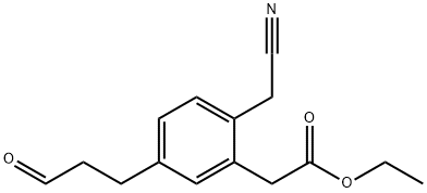 Ethyl 2-(cyanomethyl)-5-(3-oxopropyl)phenylacetate Structure