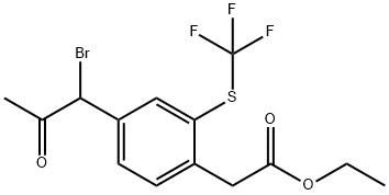 Ethyl 4-(1-bromo-2-oxopropyl)-2-(trifluoromethylthio)phenylacetate Structure