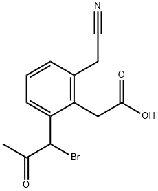 3-(1-Bromo-2-oxopropyl)-2-(carboxymethyl)phenylacetonitrile Structure