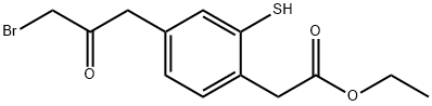 Ethyl 4-(3-bromo-2-oxopropyl)-2-mercaptophenylacetate Structure