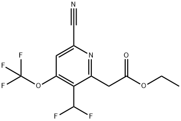 Ethyl 6-cyano-3-(difluoromethyl)-4-(trifluoromethoxy)pyridine-2-acetate Structure