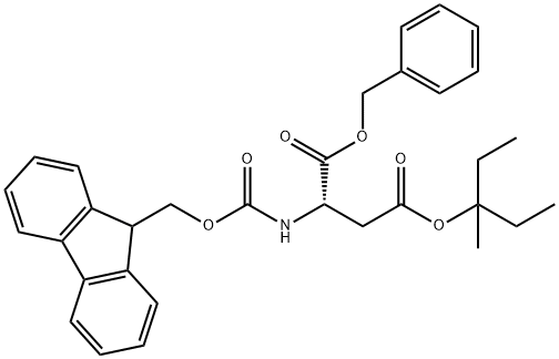 L-Aspartic acid, N-[(9H-fluoren-9-ylmethoxy)carbonyl]-, 4-(1-ethyl-1-methylpropyl) 1-(phenylmethyl) ester Structure