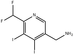 5-(Aminomethyl)-2-(difluoromethyl)-3,4-diiodopyridine Structure