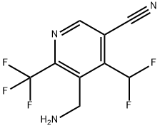 3-(Aminomethyl)-5-cyano-4-(difluoromethyl)-2-(trifluoromethyl)pyridine Structure