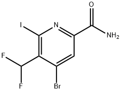 4-Bromo-3-(difluoromethyl)-2-iodopyridine-6-carboxamide Structure