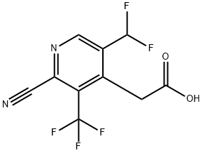 2-Cyano-5-(difluoromethyl)-3-(trifluoromethyl)pyridine-4-acetic acid Structure