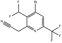 4-Bromo-3-(difluoromethyl)-6-(trifluoromethyl)pyridine-2-acetonitrile Structure