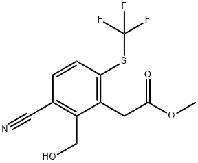 Methyl 3-cyano-2-hydroxymethyl-6-(trifluoromethylthio)phenylacetate Structure