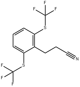 (2,6-Bis(trifluoromethylthio)phenyl)propanenitrile Structure