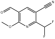 3-Cyano-2-(difluoromethyl)-6-methoxypyridine-5-carboxaldehyde Structure