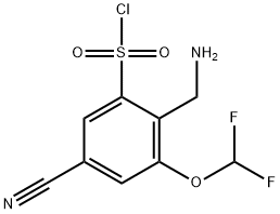 2-Aminomethyl-5-cyano-3-(difluoromethoxy)benzenesulfonyl chloride Structure