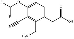 2-Aminomethyl-3-cyano-4-(difluoromethoxy)phenylacetic acid Structure