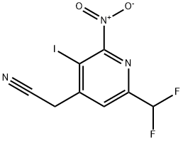 6-(Difluoromethyl)-3-iodo-2-nitropyridine-4-acetonitrile Structure