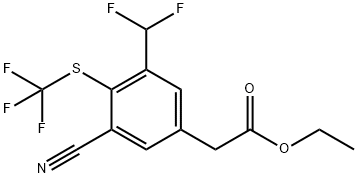 Ethyl 3-cyano-5-difluoromethyl-4-(trifluoromethylthio)phenylacetate Structure