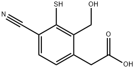 4-Cyano-2-hydroxymethyl-3-mercaptophenylacetic acid Structure