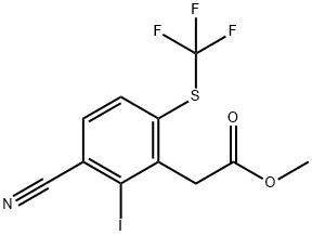 Methyl 3-cyano-2-iodo-6-(trifluoromethylthio)phenylacetate Structure