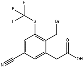 2-Bromomethyl-5-cyano-3-(trifluoromethylthio)phenylacetic acid Structure