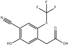 4-Cyano-5-hydroxy-2-(trifluoromethylthio)phenylacetic acid Structure