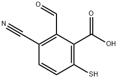 3-Cyano-2-formyl-6-mercaptobenzoic acid Structure