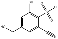 2-Cyano-4-hydroxymethyl-6-mercaptobenzenesulfonylchloride 구조식 이미지