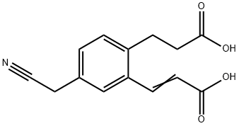 2-(2-Carboxyethyl)-5-(cyanomethyl)cinnamic acid Structure