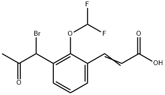 3-(1-Bromo-2-oxopropyl)-2-(difluoromethoxy)cinnamic acid Structure