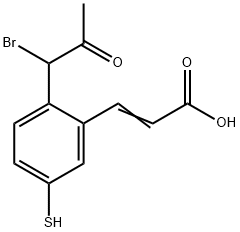 2-(1-Bromo-2-oxopropyl)-5-mercaptocinnamic acid Structure