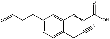 2-(Cyanomethyl)-5-(3-oxopropyl)cinnamic acid Structure