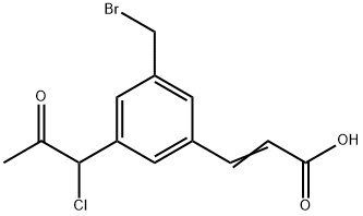 3-(Bromomethyl)-5-(1-chloro-2-oxopropyl)cinnamic acid Structure