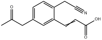 2-(Cyanomethyl)-5-(2-oxopropyl)cinnamic acid Structure