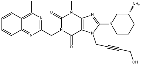 1H-Purine-2,6-dione, 8-[(3R)-3-amino-1-piperidinyl]-3,7-dihydro-7-(4-hydroxy-2-butyn-1-yl)-3-methyl-1-[(4-methyl-2-quinazolinyl)methyl]- 구조식 이미지