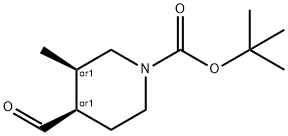 1-Piperidinecarboxylic acid, 4-formyl-3-methyl-, 1,1-dimethylethyl ester, (3R,4R)-rel- Structure