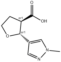 2-(1-methyl-1H-pyrazol-4-yl)oxolane-3-carboxylic acid, trans Structure