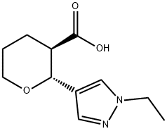 trans-2-(1-ethyl-1H-pyrazol-4-yl)oxane-3-carboxylic acid Structure