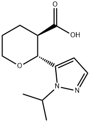 2H-Pyran-3-carboxylic acid, tetrahydro-2-[1-(1-methylethyl)-1H-pyrazol-5-yl]-, (2R,3R)- Structure