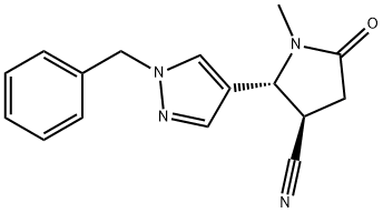 2-(1-Benzyl-1H-pyrazol-4-yl)-1-methyl-5-oxopyrrolidine-3-carbonitrile, trans Structure