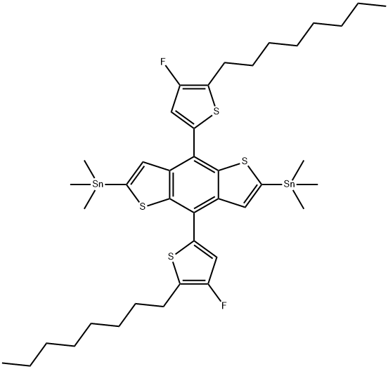 Stannane, 1,1'-[4,8-bis(4-fluoro-5-octyl-2-thienyl)benzo[1,2-b:4,5-b']dithiophene-2,6-diyl]bis[1,1,1-trimethyl- Structure