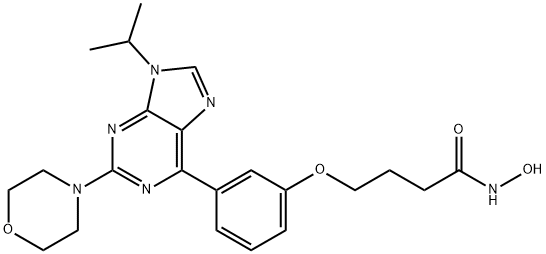 Butanamide, N-hydroxy-4-[3-[9-(1-methylethyl)-2-(4-morpholinyl)-9H-purin-6-yl]phenoxy]- Structure