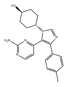 Cyclohexanol, 4-[5-(2-amino-4-pyrimidinyl)-4-(4-fluorophenyl)-1H-imidazol-1-yl]-, trans- Structure