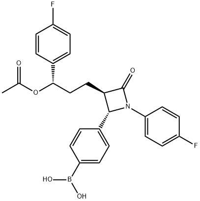 Boronic acid, B-[4-[(2S,3R)-3-[(3S)-3-(acetyloxy)-3-(4-fluorophenyl)propyl]-1-(4-fluorophenyl)-4-oxo-2-azetidinyl]phenyl]- 구조식 이미지