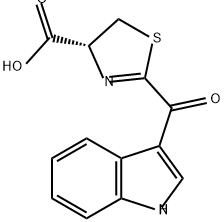 4-Thiazolecarboxylic acid, 4,5-dihydro-2-(1H-indol-3-ylcarbonyl)-, (4R)- Structure