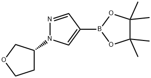 1H-Pyrazole, 1-[(3R)-tetrahydro-3-furanyl]-4-(4,4,5,5-tetramethyl-1,3,2-dioxaborolan-2-yl)- Structure