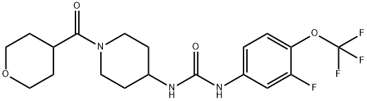 Urea, N-[3-fluoro-4-(trifluoromethoxy)phenyl]-N'-[1-[(tetrahydro-2H-pyran-4-yl)carbonyl]-4-piperidinyl]- Structure