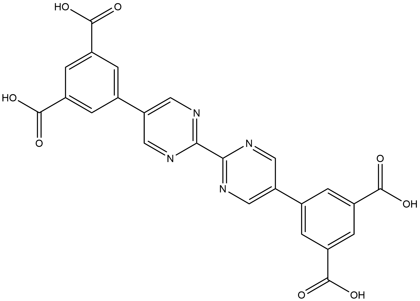 5,5'-([2,2'-bipyrimidine]-5,5'-diyl)diisophthalic acid Structure