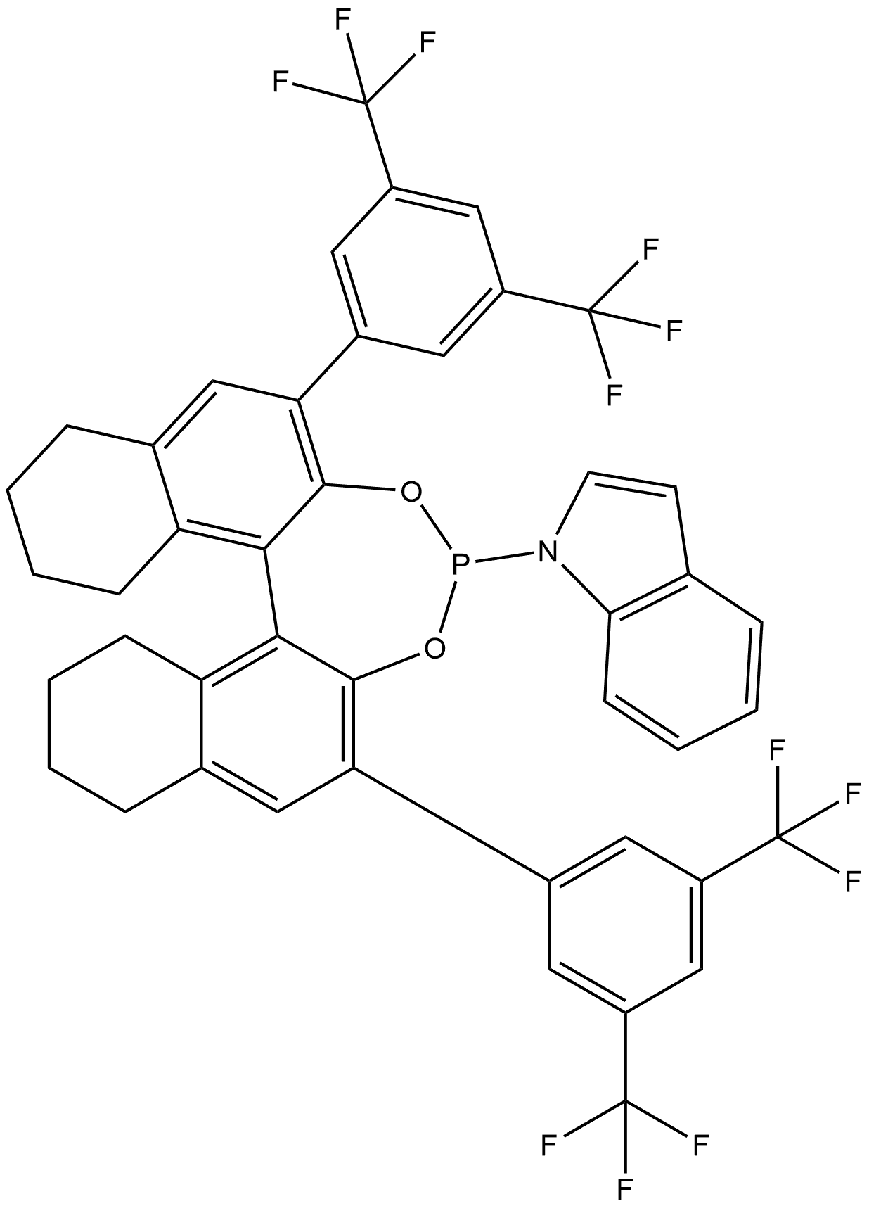 1H-Indole, 1-[(11bS)-2,6-bis[3,5-bis(trifluoromethyl)phenyl]-8,9,10,11,12,13,14,15-octahydrodinaphtho[2,1-d:1',2'-f][1,3,2]dioxaphosphepin-4-yl]- Structure