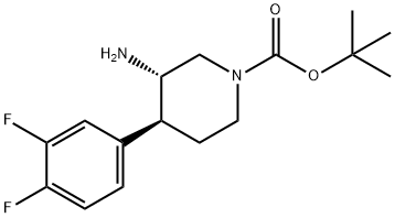 1-Piperidinecarboxylic acid, 3-amino-4-(3,4-difluorophenyl)-, 1,1-dimethylethyl ester, (3S,4S)- 구조식 이미지