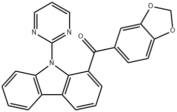 Methanone, 1,3-benzodioxol-5-yl[9-(2-pyrimidinyl)-9H-carbazol-1-yl]- Structure