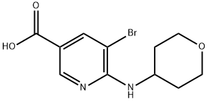 5-Bromo-6-((tetrahydro-2H-pyran-4-yl)amino)nicotinic acid Structure