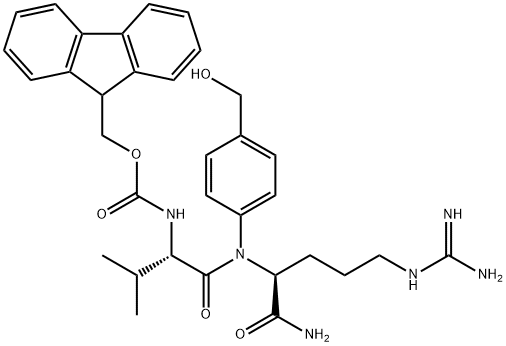 L-Argininamide, N-[(9H-fluoren-9-ylmethoxy)carbonyl]-L-valyl-N-[4-(hydroxymethyl)phenyl]- Structure