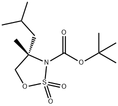 1,2,3-Oxathiazolidine-3-carboxylic acid, 4-methyl-4-(2-methylpropyl)-, 1,1-dimethylethyl ester, 2,2-dioxide, (4S)- Structure